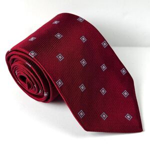 Vintage Brooks Brothers 346 Silk Tie Red Geometric Pattern Made in USA Preppy